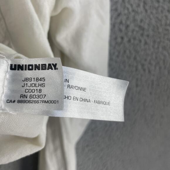 Unionbay Hooded Jacket Womens Medium cream Linen Blend Shacket Button Pockets - Picture 9 of 11